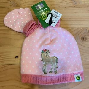 John Deere Toddler Horse Beanie and Mittens Set